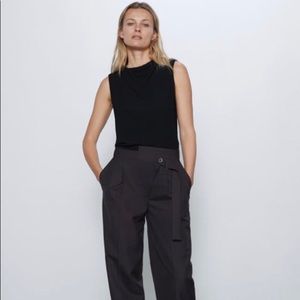 ZARA Black Flowy Ribbed Top - NWT, size Medium